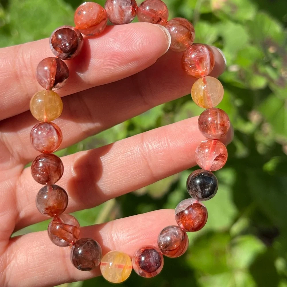 9mm stretchable fire Quartz golden healer bracelet‎